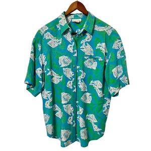 Middlebrook Park Hawaiian Fish Print Button Up‎ Shirt Women Size S Short Sleeve